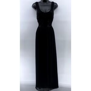 BOLBOU Women's Black Floral Lace Scoop-Neck Sleeveless Maxi Dress SZ S